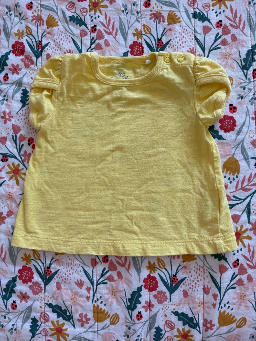 Organic Yellow Puff Sleeve Short-Sleeve Tee for Kids